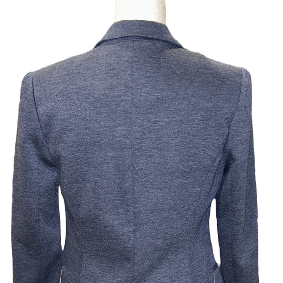 Anthropologie Cartonnier Heather Blue Knit Single Button Fitted Blazer - M - Picture 6 of 10
